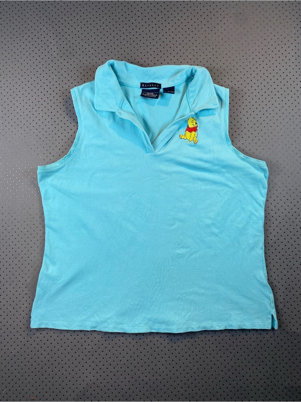 Disney Winnie Pooh Light Blue Sleeveless Polo with Yellow & Red Pooh Embroidery